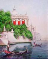 On The Grand Canal - Watercolor Paintings - By I Joseph, Realism Painting Artist