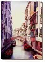Quiet Canal - Watercolor Paintings - By I Joseph, Realism Painting Artist
