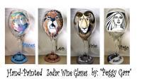 Hand-Painted Zodiac Wine Glasses - Acrylic Glass Paint Glasswork - By Peggy Garr, Painted Glassware Glasswork Artist