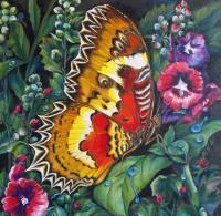 Butterfly Series 2A - Oil On Canvas Paintings - By Min W, Wild Life  Nature Painting Artist