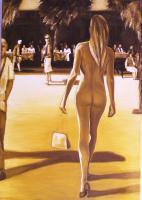 Nude Seen From Behind - Oil On Linen Paintings - By Varvara Varvara, Figurative-Female Painting Artist