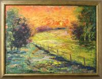 Sunset - Oil On Canvas Paintings - By Liudvikas Daugirdas, Impressionism Painting Artist