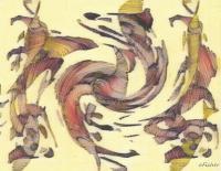 Fish Birds And Pandas - Mixed Media Paintings - By Anna Helena Fisher, Abstract Painting Artist