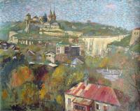 Kamianets-Podilskiy Old Fortress 2008 - Oil On Canvas Paintings - By Yuri Yudaev, Impressionism Painting Artist
