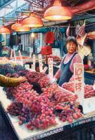 The Grape Seller Yau Ma Tai Hong Kong - Watercolour And Ink Paintings - By Julia Patience, Realism Painting Artist