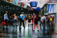 Manchester Picadilly Train Station - Water Colour Paintings - By Joseph Broderick, Impressionistic Painting Artist