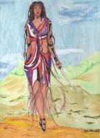 Sword Woman - Acrylic Paintings - By Emily Dewbre-Young, Traditional Painting Artist