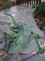 Iguana - Cement Steel Glass Sculptures - By Solomon Bassoff-Faducci, Hand Sculpted Cement Sculpture Artist