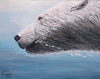Polar Bear Splash - Acrylic On Canvas Paintings - By Judy Kirouac, Realism Painting Artist