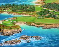 Pebble Beach 15Th Hole-South - Acrylic On Canvas Paintings - By Jane Girardot, Realism Painting Artist
