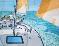 At The Helm - Acrylic On Canvas Paintings - By Jane Girardot, Realism Painting Artist