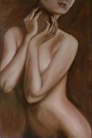 Female Nude Study - Oil On Canvas Paintings - By Mihaela Mihailovici, Impresionist Painting Artist