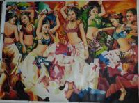 Dancing Girl - Oil Work In Canvas Paintings - By Asiqz Artz, Oil Work In Canvas Painting Artist