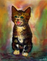 Kitten - Silk Painting Other - By Ursula Schroter, Dyes On Silk Other Artist