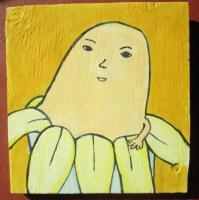 Banana 08-Baby - Watercolor On Plywood Paintings - By Louise Hung, Caricature Painting Artist