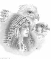 Native American Composition 2 - Graphite Pencil Drawings - By Nathan Mcnee, Semi Realism Drawing Artist