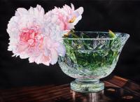 Pink Peony - Watercolor Paintings - By Soon  Y Warren, Realism Painting Artist