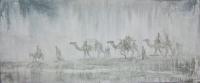 Cameleer Under Rain - 40X90Cm Paintings - By Akram Ati, Mud-Ern Painting Artist