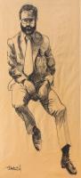 Man With Necktie - Pencil On Newsprint Drawings - By Dave Barazsu, Impressionism Drawing Artist