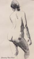 Standing Nude Back - Pencil Drawing Drawings - By Dave Barazsu, Impressionism Drawing Artist
