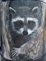 Rocky Raccoon - Acrylic On Steel Wclearcoat Paintings - By Deborah Boak, Realism Painting Artist