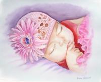 Sleeping Baby - Watercolor Paintings - By Artist Irina Sztukowski, Realism Painting Artist