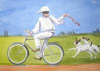 Giro In Bicicletta - Watercolor Paintings - By Madelaine Boothby, Whimsy Painting Artist