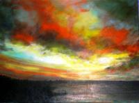 Last Summer Sunset By The Lake - Acrylic On Gallery Canvas Paintings - By Marie-Line Vasseur, Realism Painting Artist