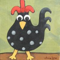 Senor Chicken - Custom Paints On Wood Paintings - By Annie Lane, Folk Art Painting Artist